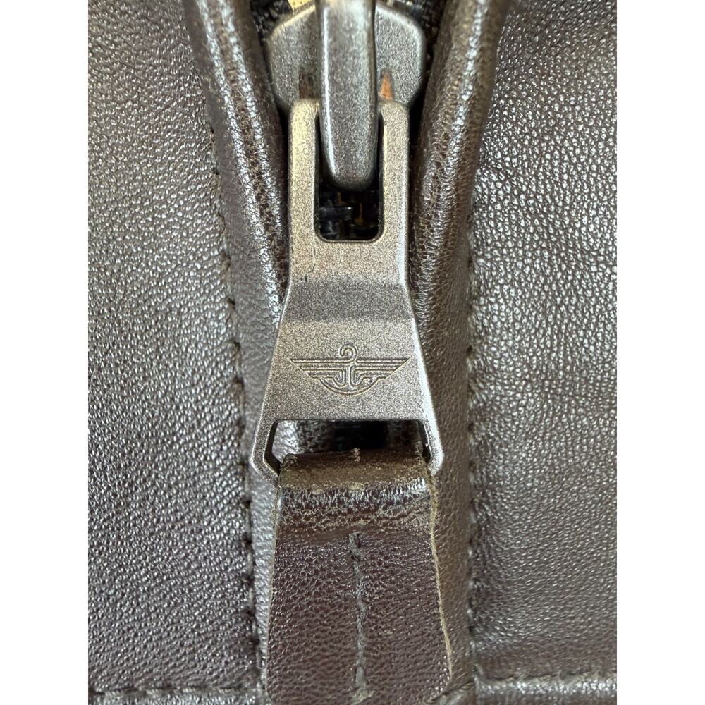 Dockers Premium Brown Leather Bomber Jacket Mens LARGE #1-0167 - Picture 6 of 9